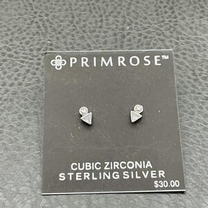 Primrose Cubic Zirconia Sterling Silver Small Triangle Stud Earrings Womens 1/4"